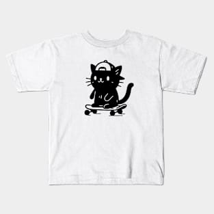 Cool Cat on Wheels: Skateboarding Feline Kids T-Shirt